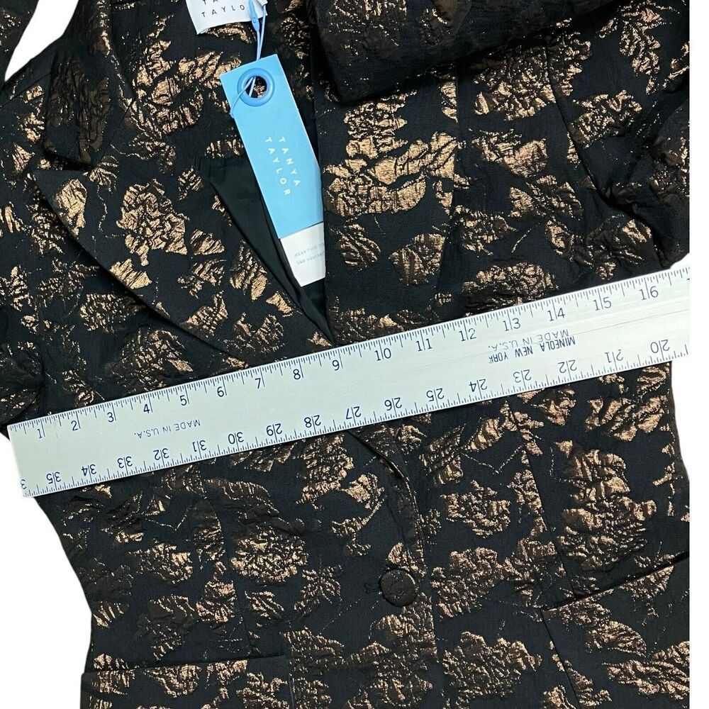 Tanya Taylor Blazer 2 Bronze Black Floral Jared Brocade Metallic Artsy Party - Picture 5 of 16